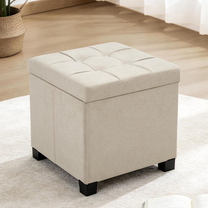 CAROLMADE 17.7" Square Storage Ottoman with Coffee Table