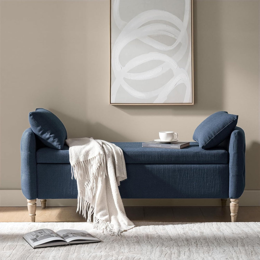 HULALA HOME Storage Bench for Bedroom with Throw Pillows, 59" Large Bedr...