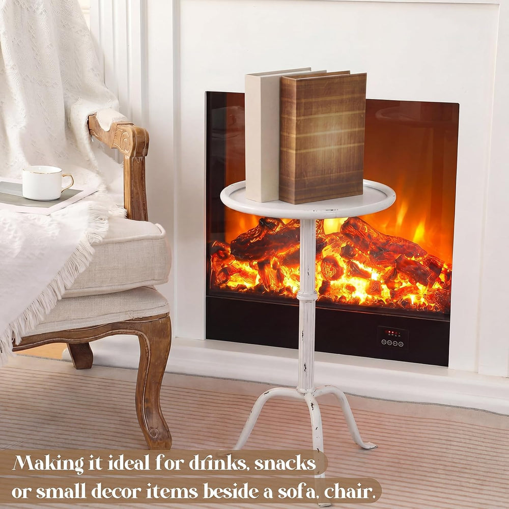 RattanView 1 Pcs Metal Martini Table White Small Round Drink Table12.5 x 12.5...