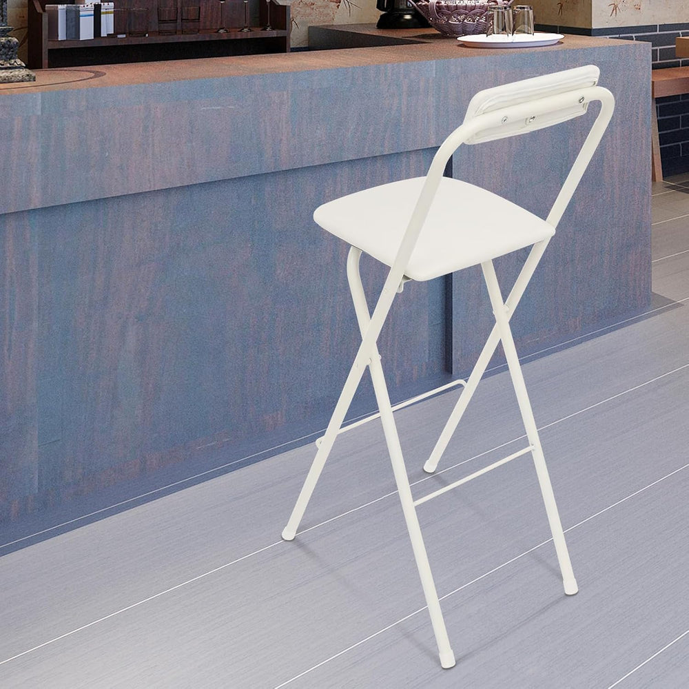 Folding Bar Stool with Back, 1 Pcs 30 Inch Tall Foldable Stool Chair Portable...