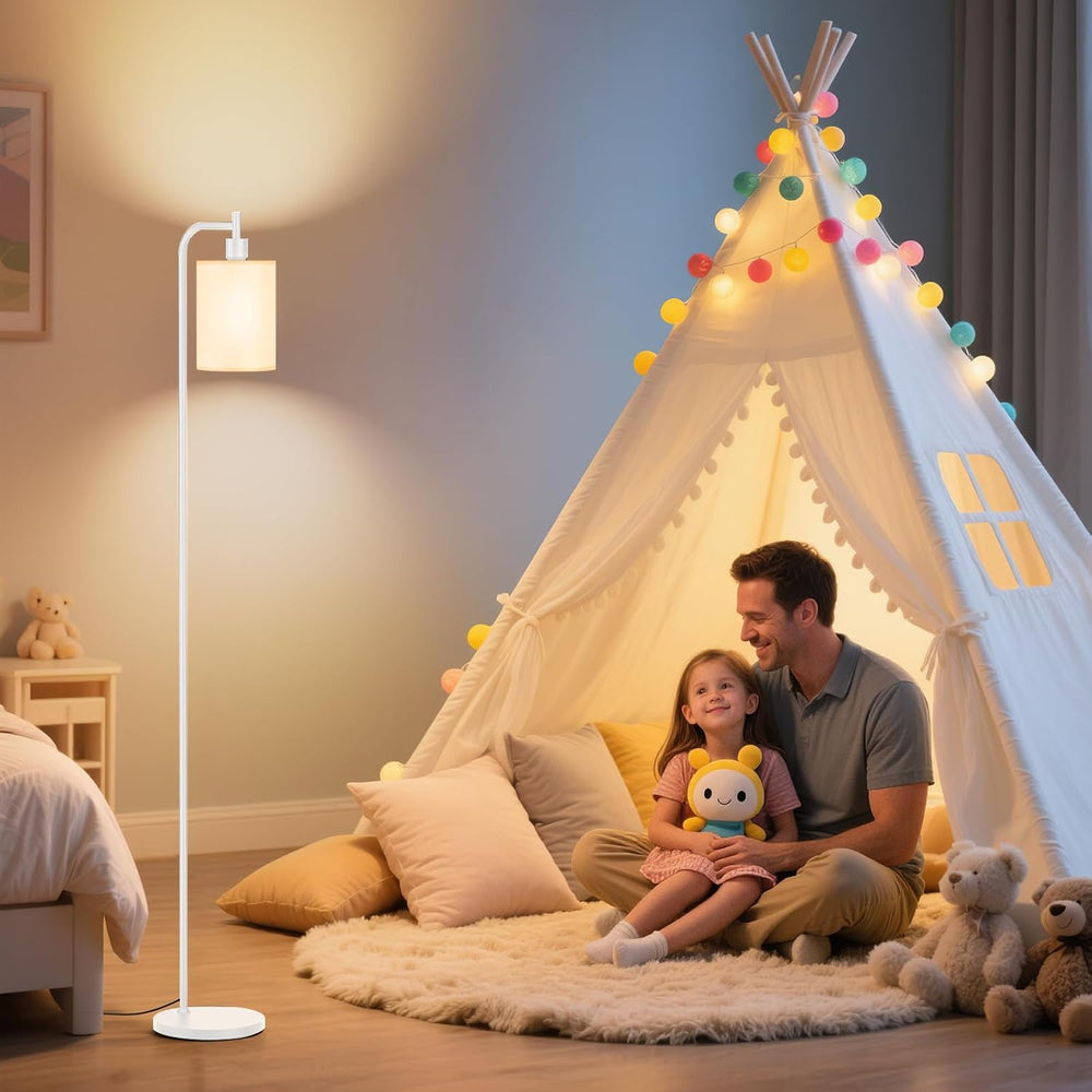 SIBRILLE Floor Lamp with Linen Shade, Dimmable Tall Standing Lamp with Remote...