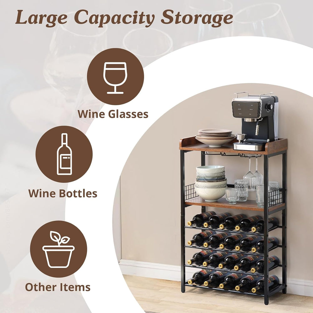 KATHY&BOB Morden Wood Wine Rack Freestanding Floor, 5-Tier Wine Storage S...