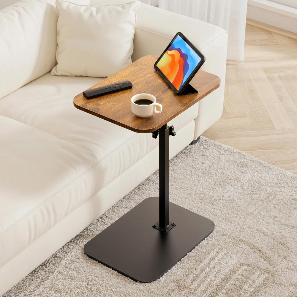 ZEAPTAC C-Shaped Side Table, 360° Swivel Height Adjustable, Lightweight Porta...