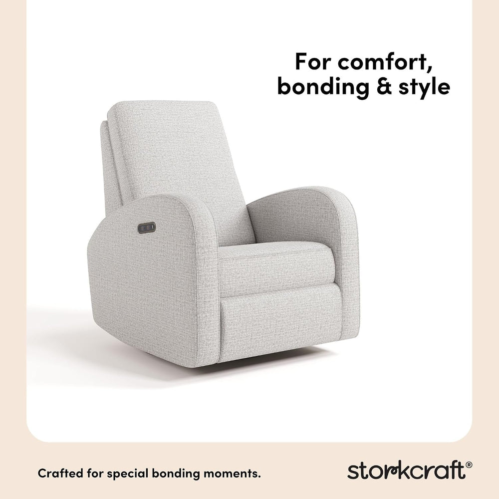 Storkcraft Santa Monica Power Recliner Swivel Glider, Steel Basketweave | GRE...