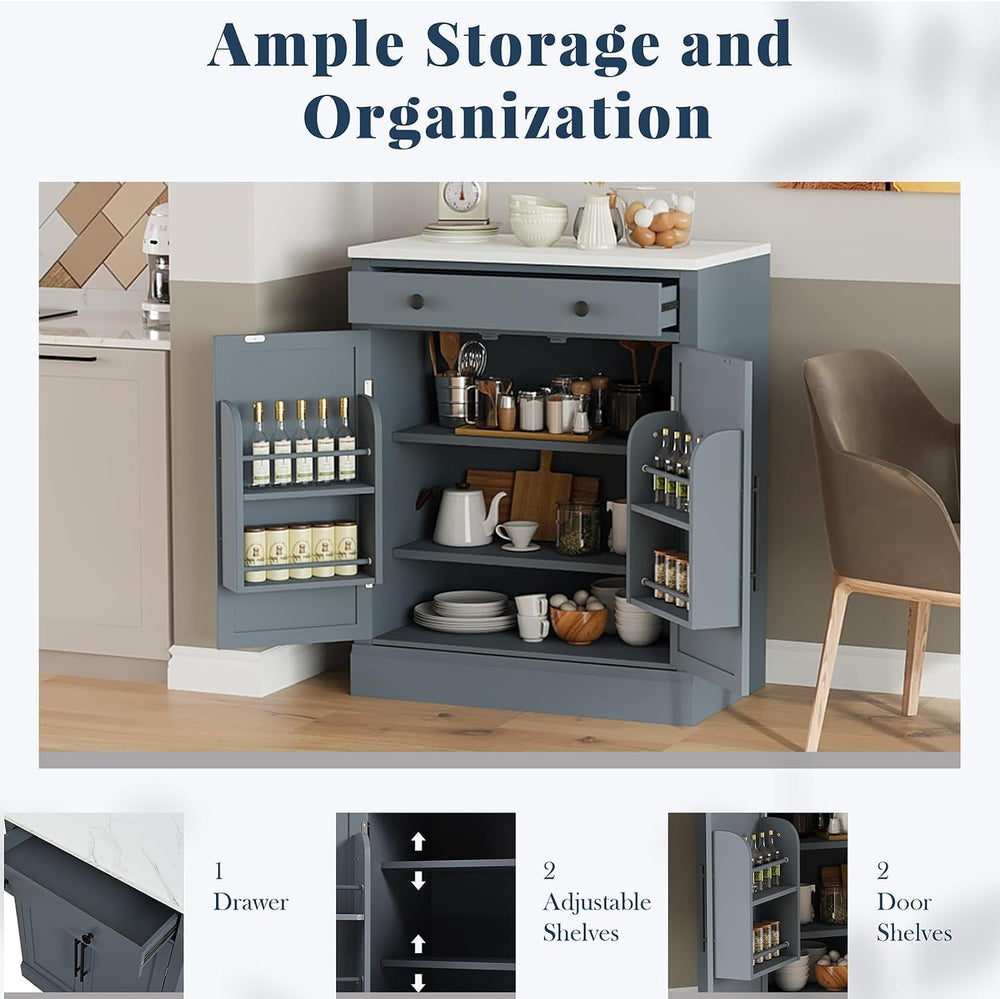 Modern Freestanding Kitchen Pantry,Buffet Food Storage, Coffee Bar Cabinet wi...