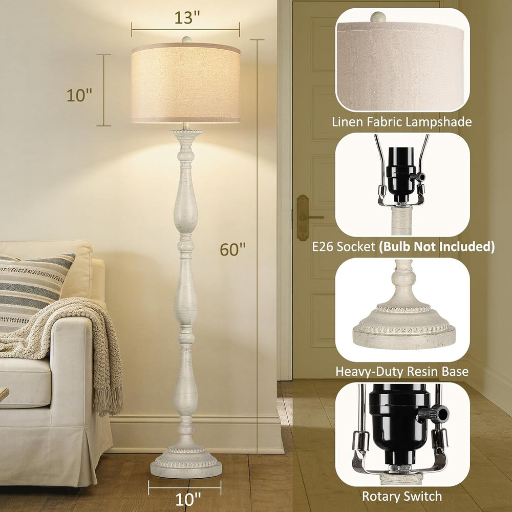 PARTPHONER Vintage Floor Lamp for Living Room, Rustic Farmhouse Standing Lamp...