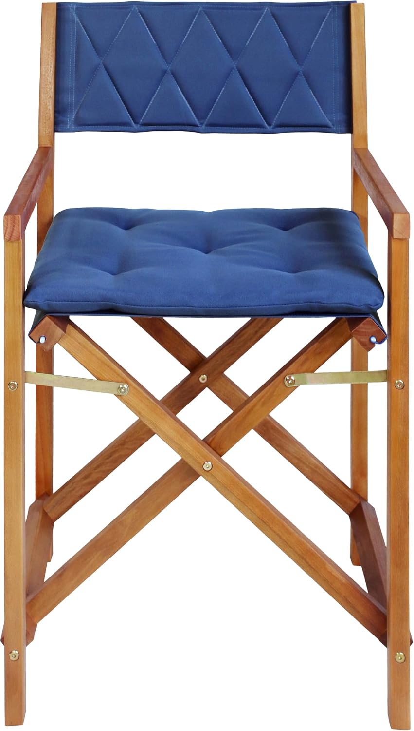 JONATHAN Y Waldo Foldable Acacia Wood Director Chair Set of 2, Blue