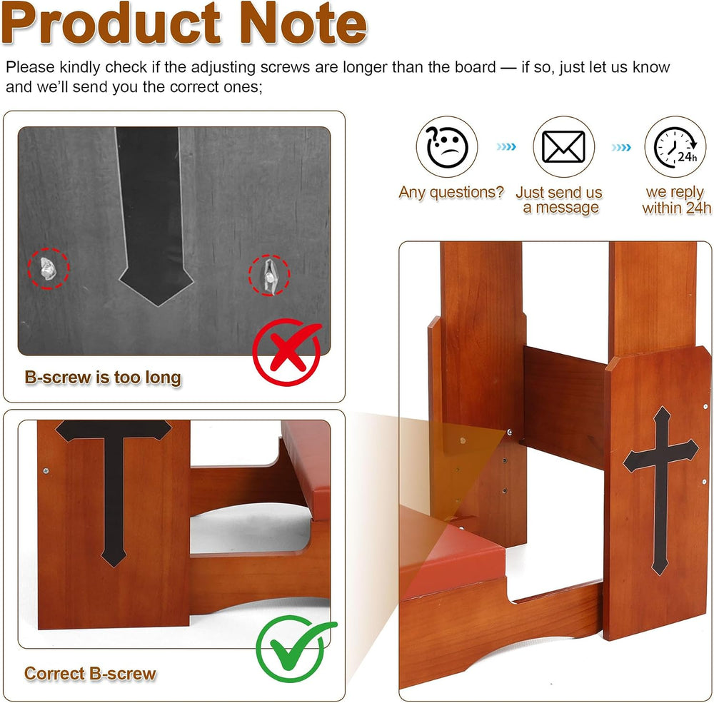 Prayer Kneeler Bench with Book Rest, Adjustable Height Foldable Kneeling Benc...