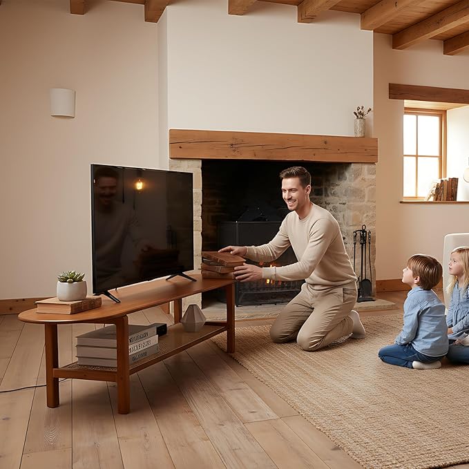 Tiita Bamboo TV Stand with Storage for TV up to 65 inch, Bamboo Rattan TV Con...