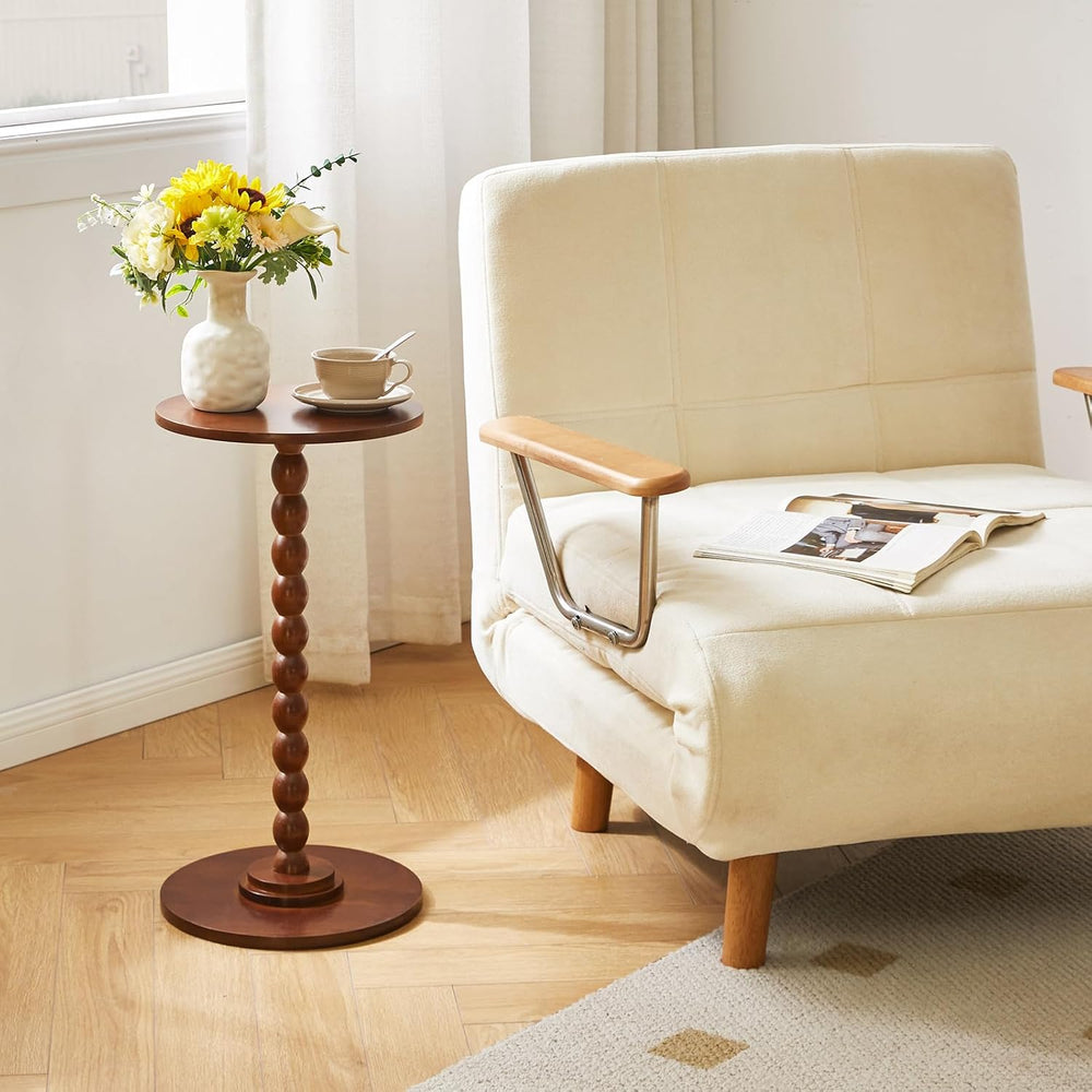 Aibiju Round Side Table, Solid Wood End Table, Small Drink Table Sofa End Tab...