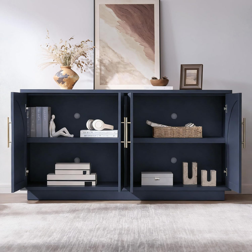 Arden 59" W Modern Sideboard Buffet Cabinet with Storage, Dark Blue