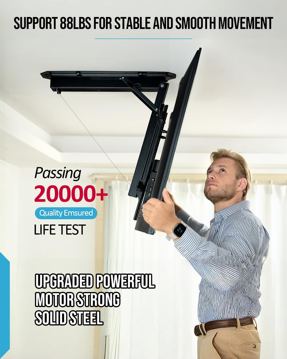 Electric Ceiling TV Mount with Remote - Motorized Ceiling TV Mount for Flat a...