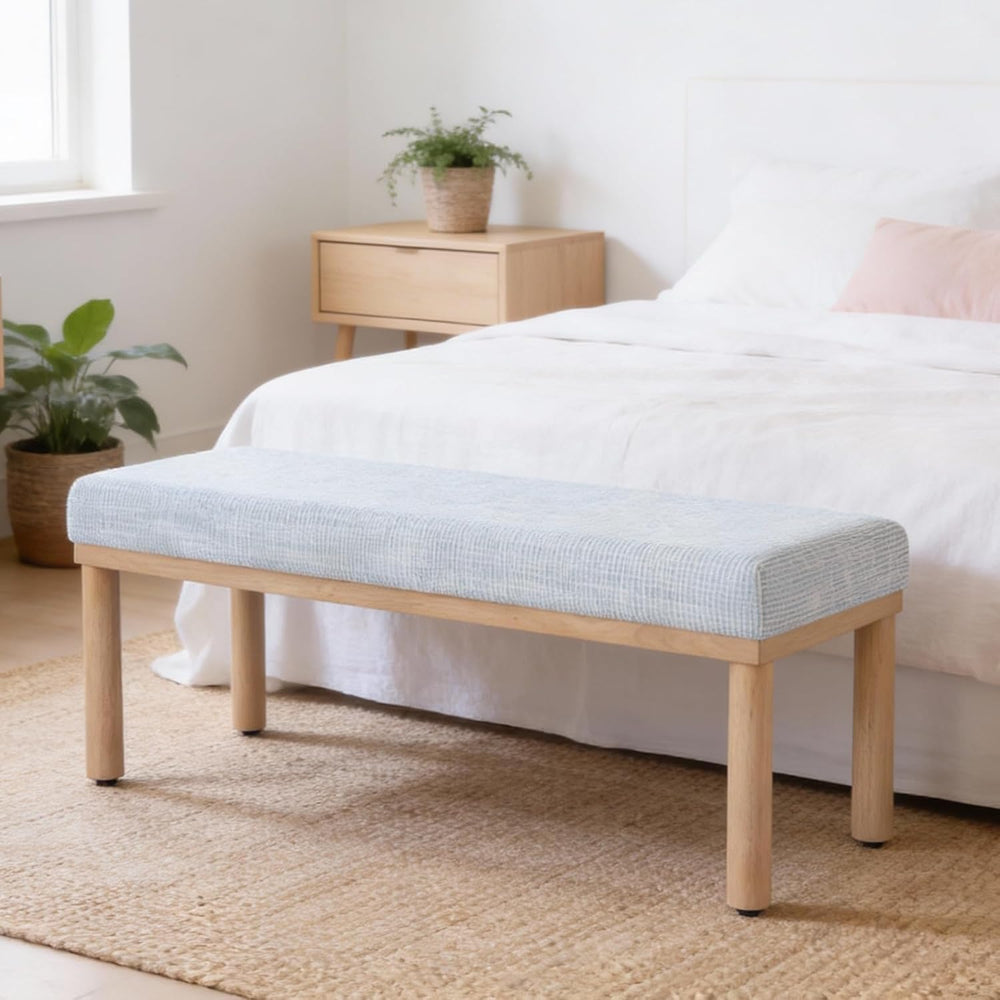 HomePop 47.5" Oslo Bench - Blue Pinstripe Fabric