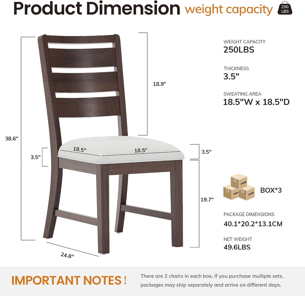 COLAMY Wooden Dining Chairs Set of 6, Farmhouse Upholstered Dining Room Chair...