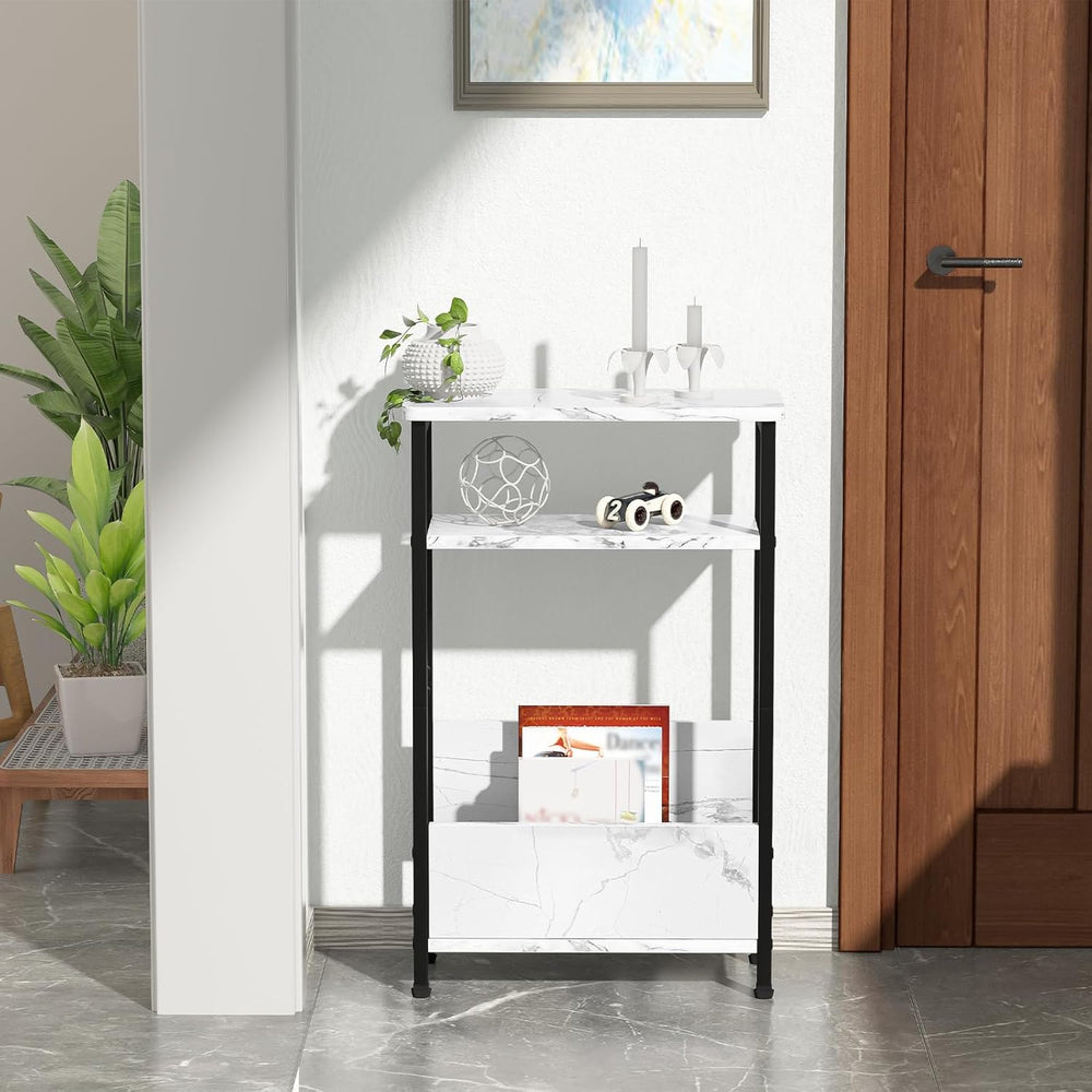 THUMEYE 7.1" Narrow Side Table for Small Spaces, 3 Tier Small End Table ...