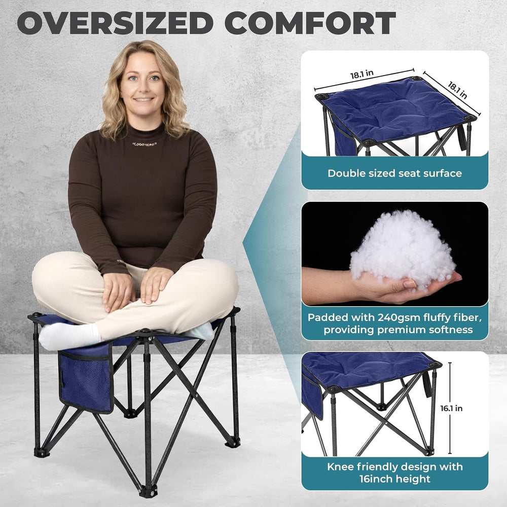 FUNDANGO 2 Pack Camping Stool Padded 18.1in 440Lbs Folding Foot Rest