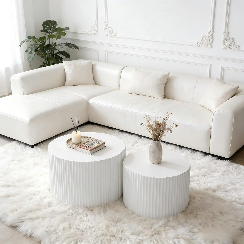 KEVINSPACE Round Coffee Table Set of 2 Nesting CoffeeTable Modern for Living ...