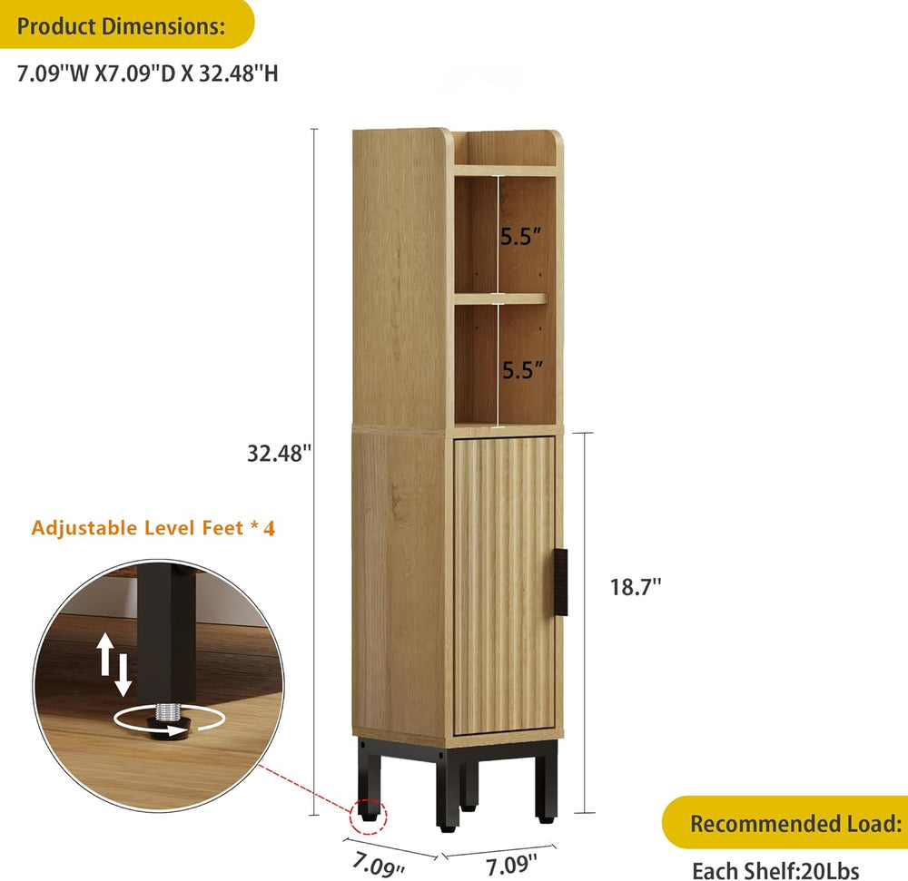 FerniTry Small Bathroom Storage Cabinet, Corner Narrow Toilet Paper Floor Cab...