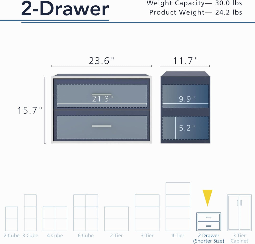 Homes: Inside + Out Apexa 2-Drawer Wooden Stackable Storage Drawers, Small Fo...