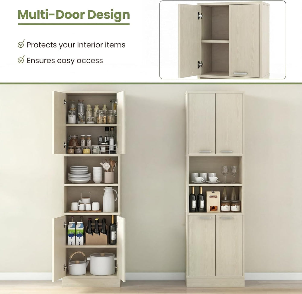 Giantex Kitchen Pantry Cabinet, 75'' Tall Freestanding Cupboard with ...