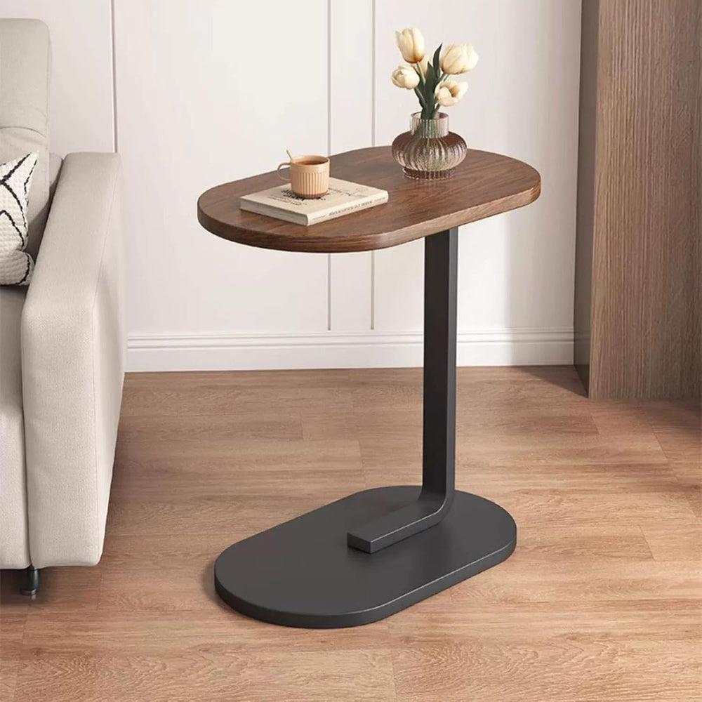 TY&WJ Small Side Table End Table,C Shaped Oval Coffee Table Wooden TV Tra...