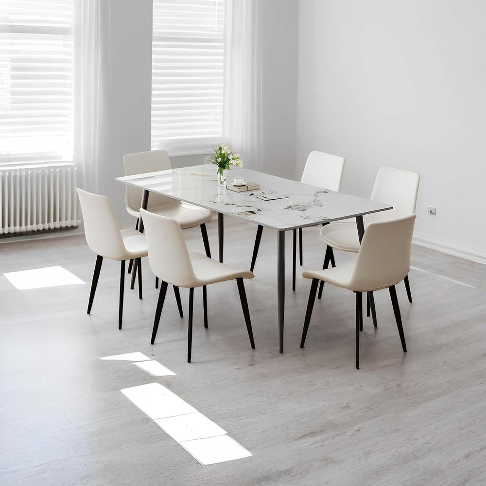 Dining Chairs, Modern PU Leather Dining Room Chair with Sturdy Metal Legs, Up...