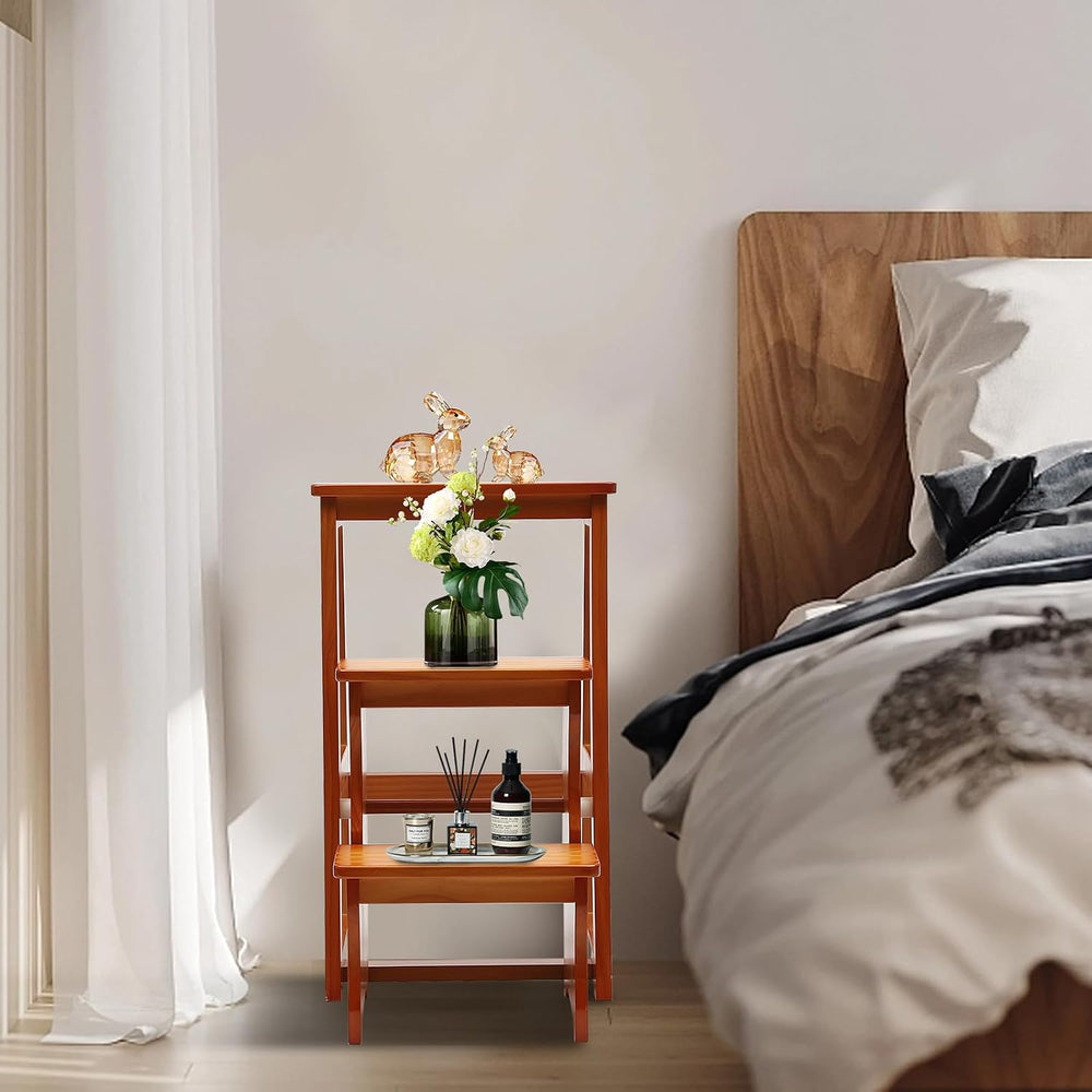 Folding Library Ladder Chair, 3-Step Stool Stepladders Lightweight Portable M...