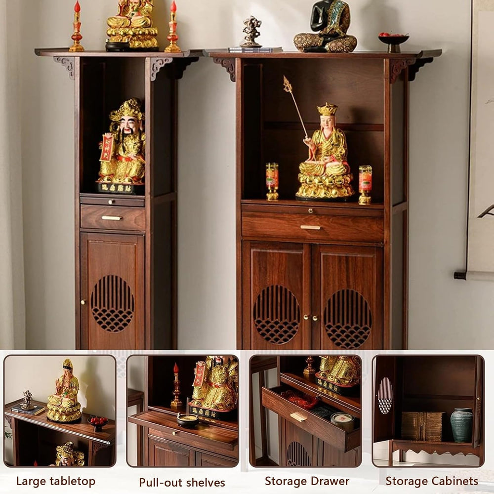 Wooden Buddhist Meditation Cabinet for Temple Display | Traditional Chinese S...