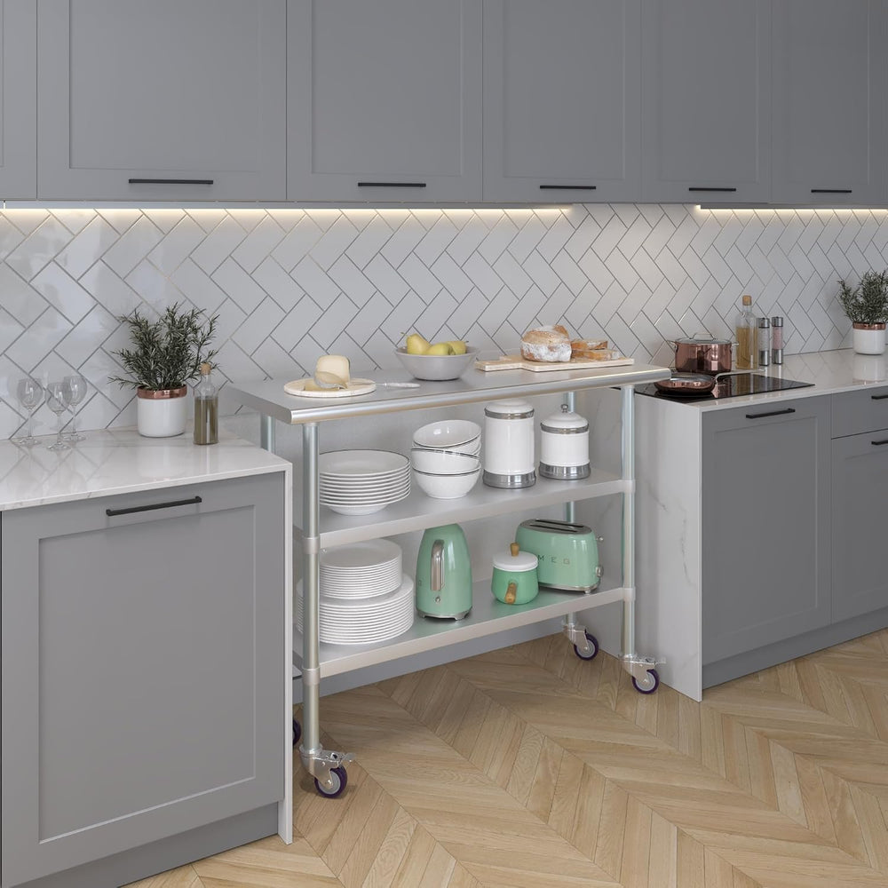 Stainless Steel Table + Add Casters | Choose from 43 Sizes | NSF Metal Work T...