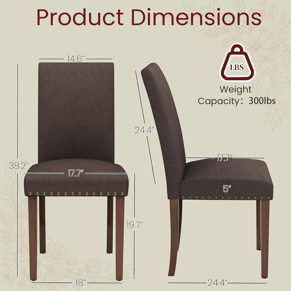 TLSUNNY Upholstered Dining Chairs Set of 2/4, Tufted Parsons Design with Nail...