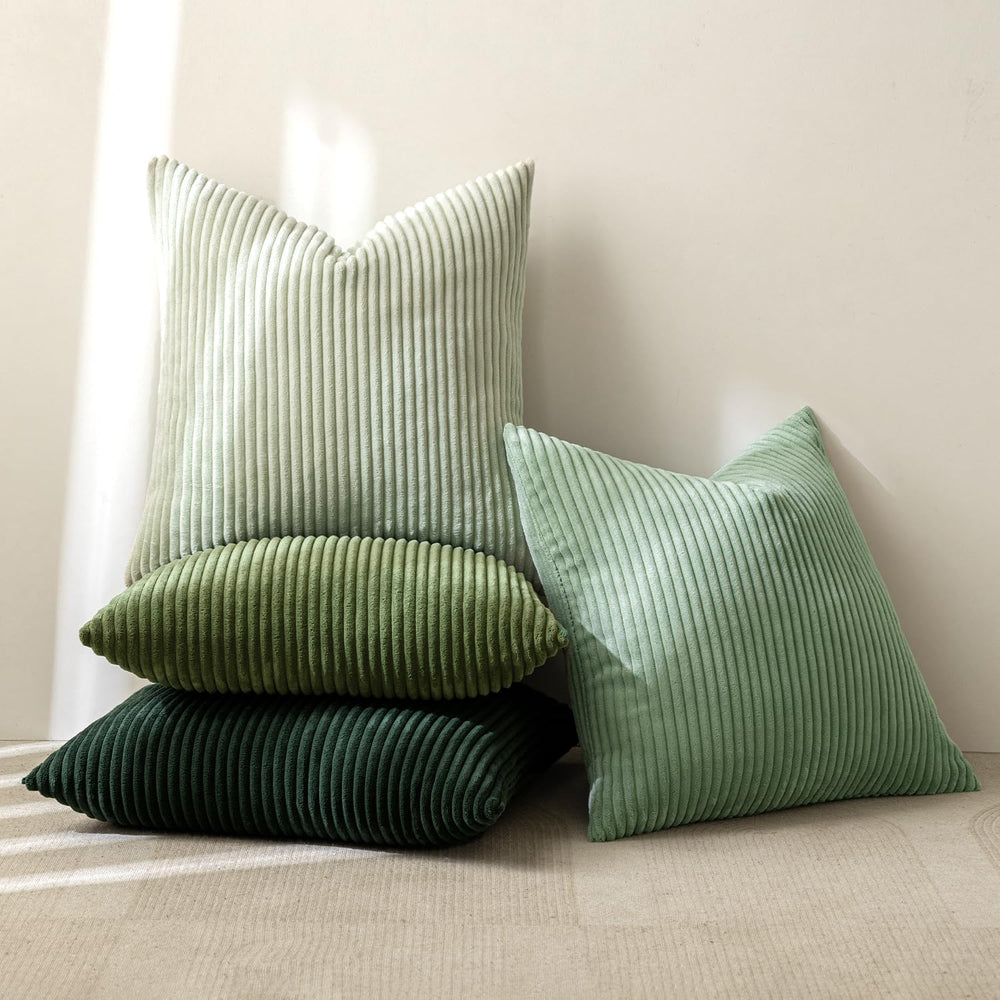 MIULEE Soft Corduroy Decorative Throw Pillow Covers Forest Green 24x24