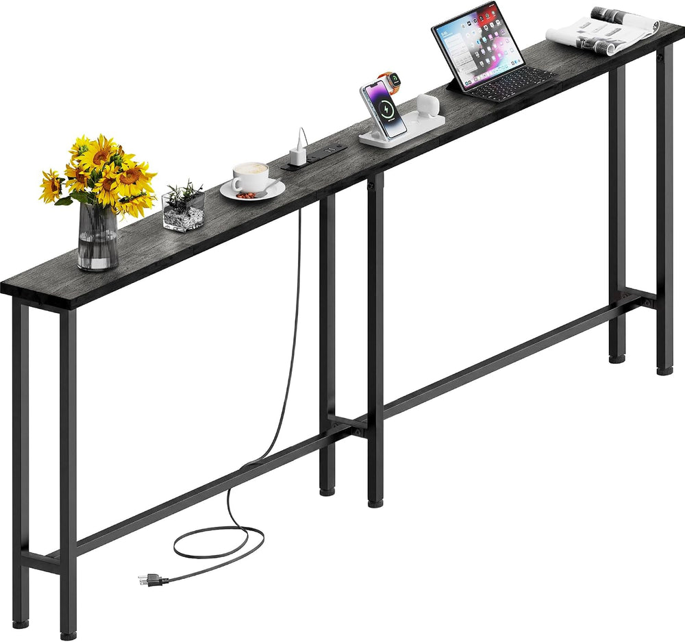 GRLEAF 78" Sofa Table with Built-in Power Strip (2 AC Outlets & 2 US...