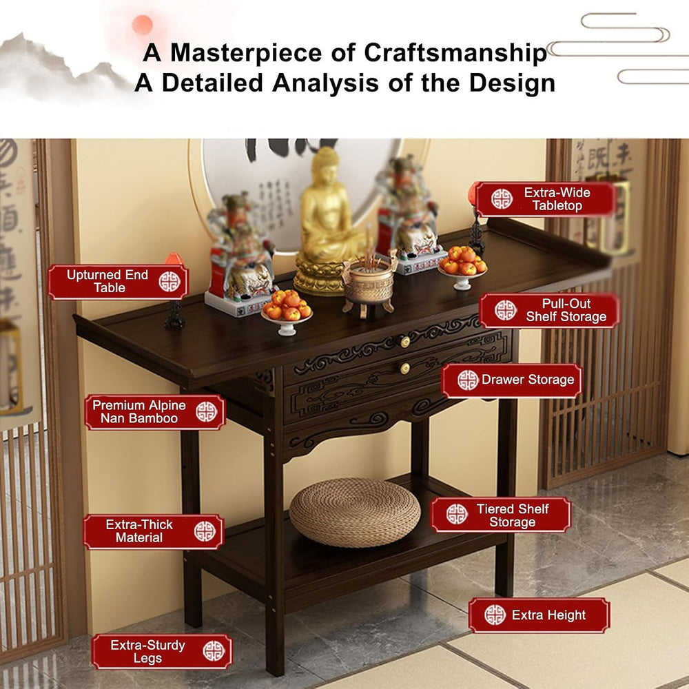 Prayer Altar, Buddha Altar Table, Designed for Home Use, Altar Table with Sto...