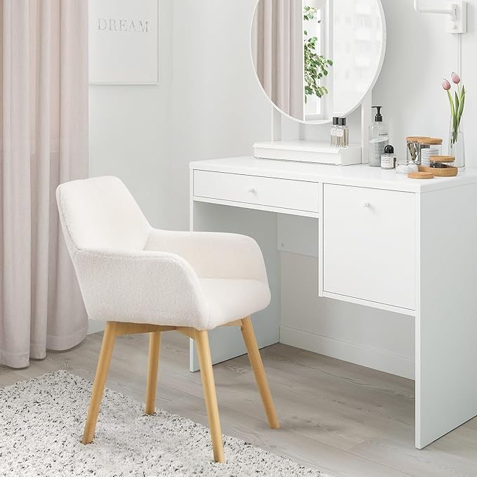 Desk Chair No Wheels Vanity Chair Makeup Chair Comfy Accent Chair for Living ...