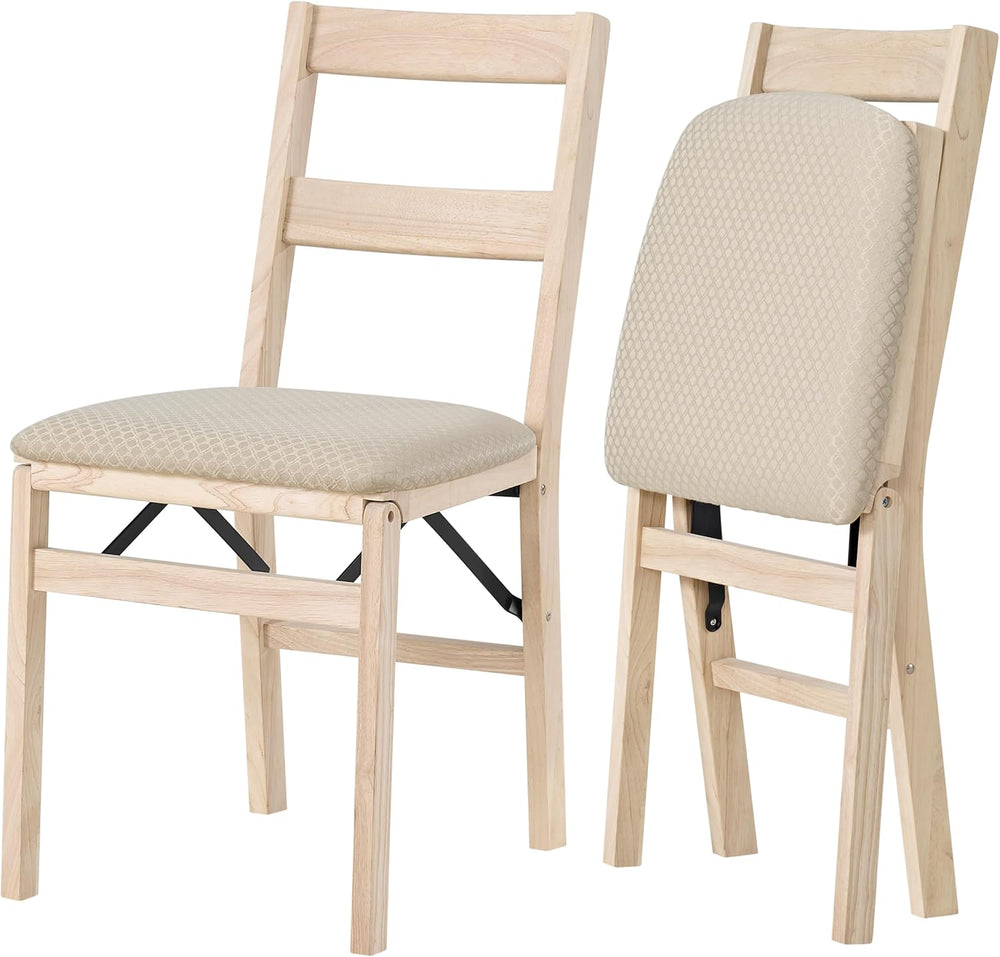 Stakmore Classic Solid Wood Folding Dining Chairs, Unfinished, Set of 2