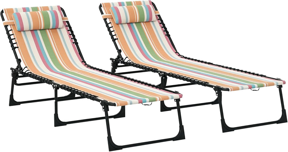 Outsunny Folding Chaise Lounge Chair Set of 2, Patio Sun Tanning Chair, Outdo...