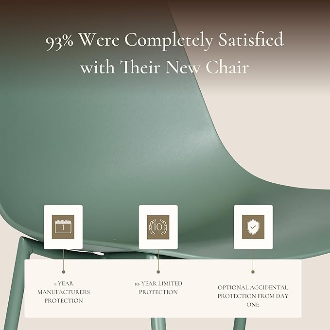 Poly & BARK Isla Modern Kitchen Chairs Set of 4 - Plastic Dining Chair wi...