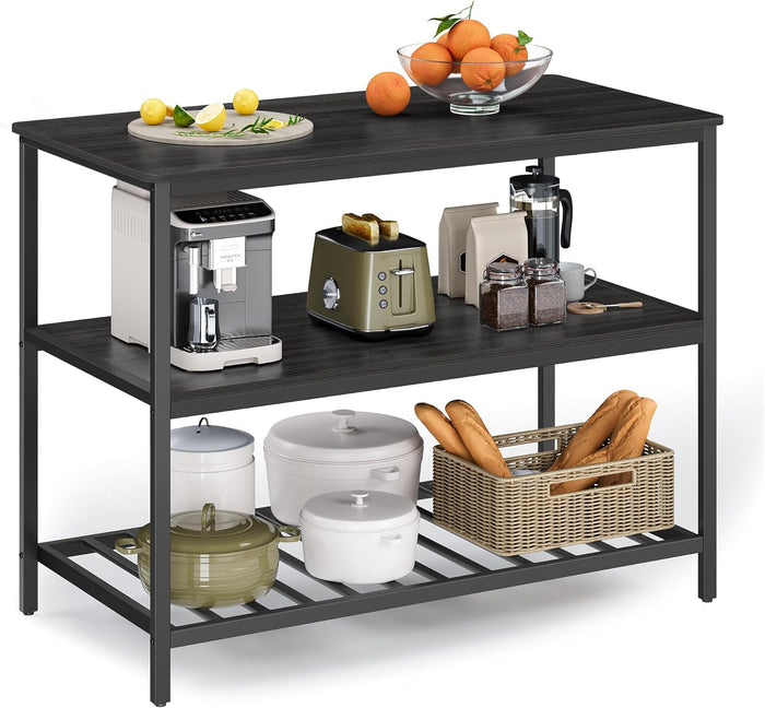VASAGLE Kitchen Island with 3 Shelves, Storage Cabinet, Steel Structure