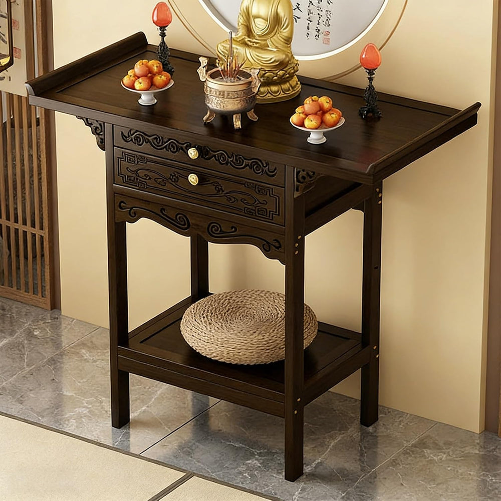 Chinese Meditation Buddhist Cabinet with Drawer Storage | Personal Shrine Sta...