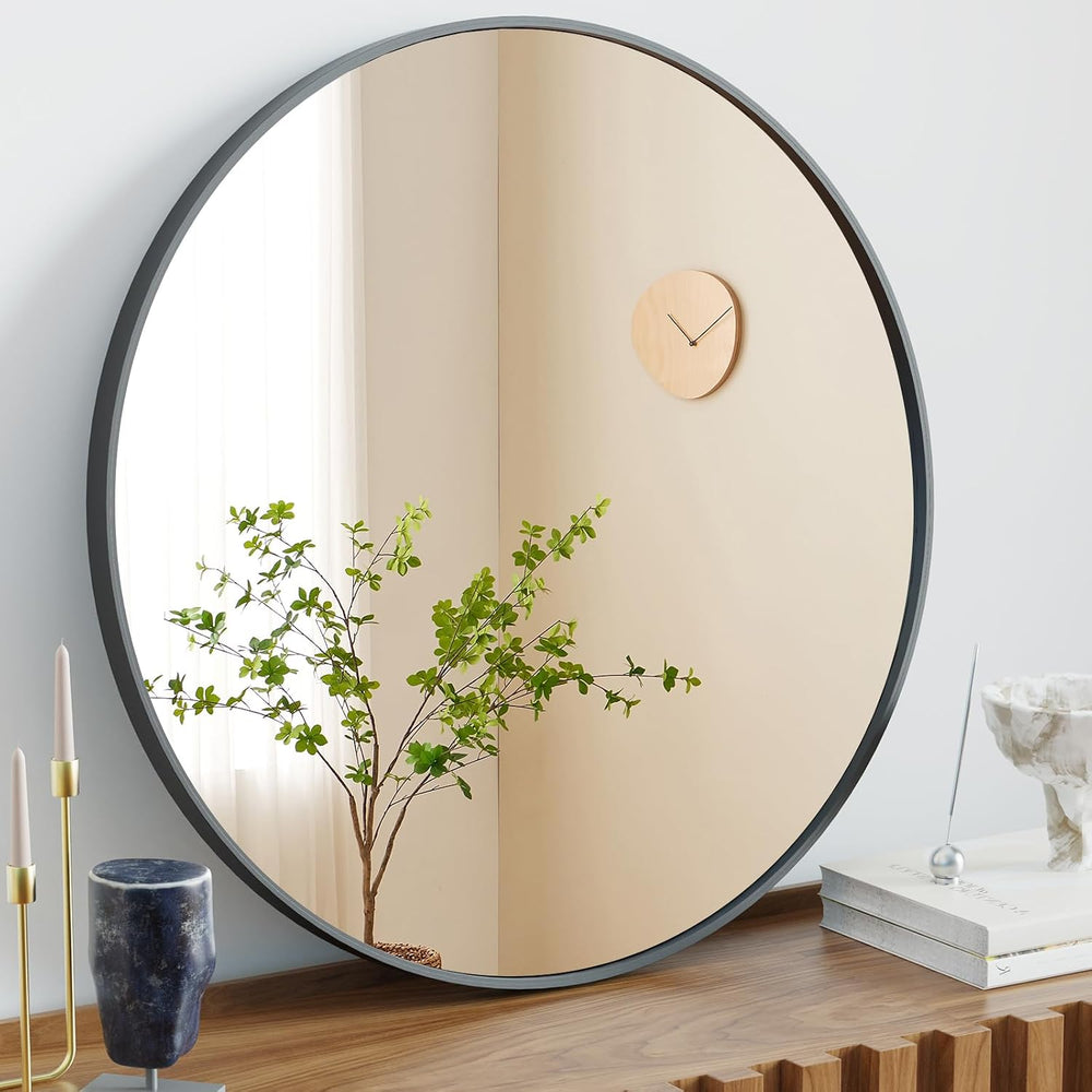 Sweetcrispy 30 Inch Round Wall Mirror, Bathroom Mirror for Over Sink