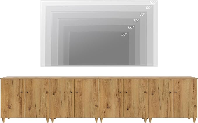 WAMPAT TV Stands Entertainment Center for 100+ Inch TVs, 4-in-1 Wood Televisi...