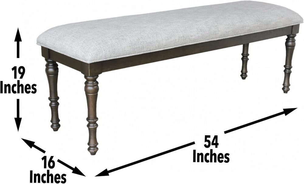 Steve Silver Linnett Bench, Gray, Traditional Styling with a Modern Twist for...