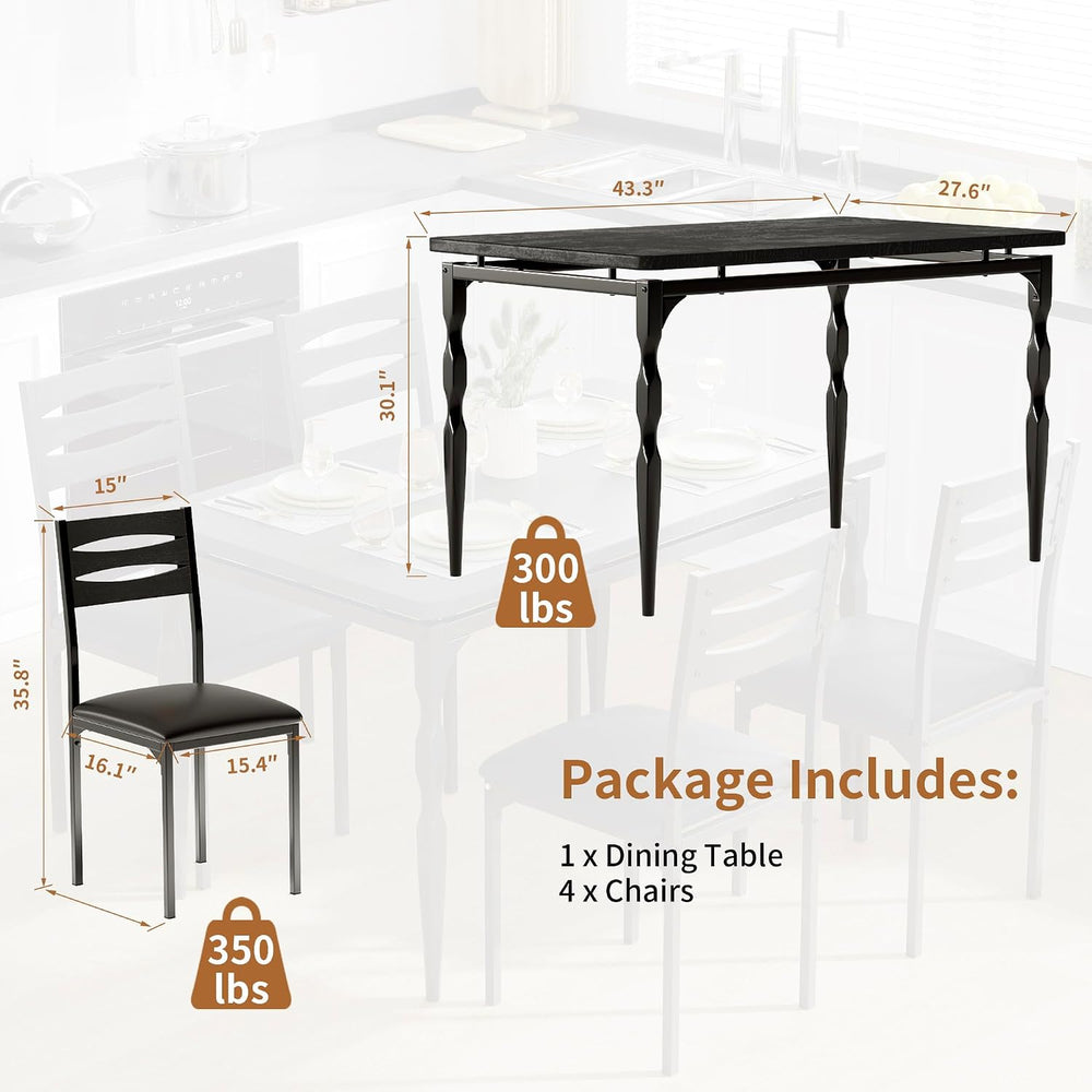 Garvee 5 Piecs Dining Table Set, Farmhouse Style Dining Table and Chairs Set ...