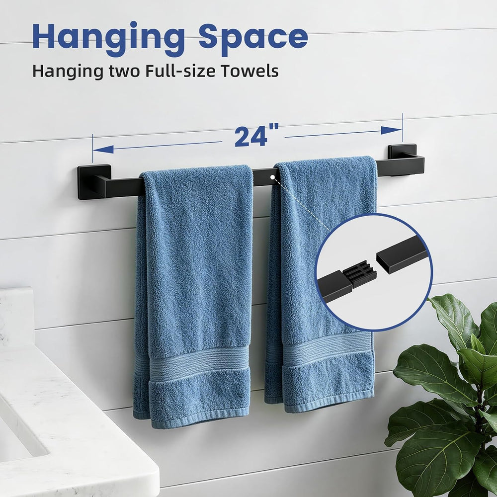 10-Pieces 24 Inch Matte Black Bathroom Accessories, Modern Bathroom Decor