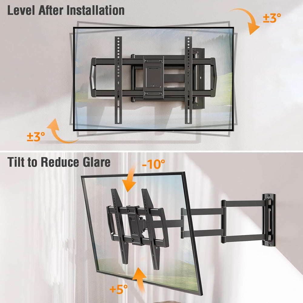 30" Long Arm TV Wall Mount for 42-75 Inch TVs, Full Motion Swivel and Ti...