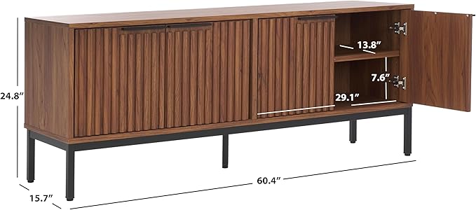 SAFAVIEH Lylia TV Stand for up to 65" Flatscreen – Walnut Brown & Bl...