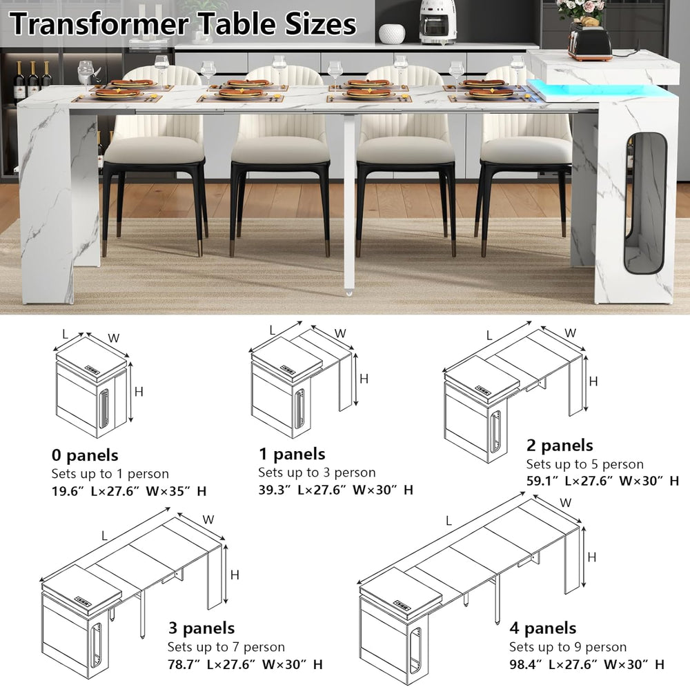 Extendable Dining Table with Charging Station, Convertible Folding Console Ta...