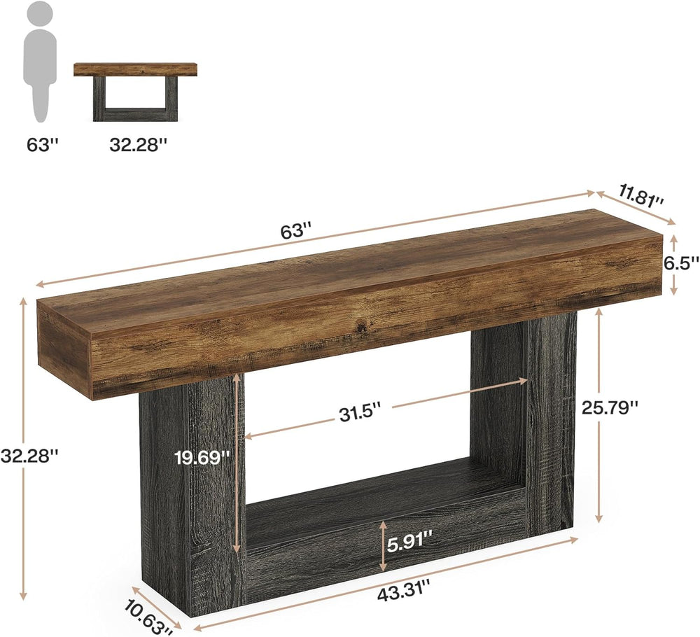 Tribesigns 63" Console Table, 2-Tier Entryway Table with U-Shaped Base |...