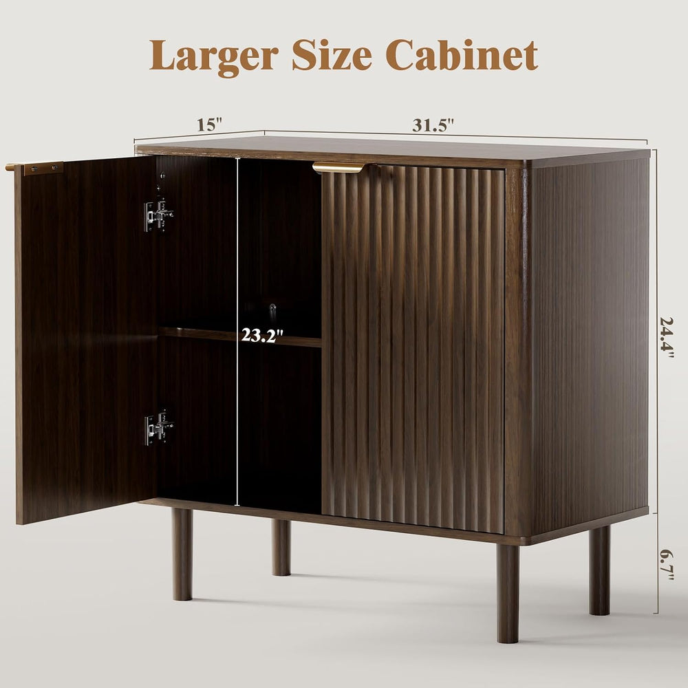 IKALIFE Sideboard Buffet Cabinet with Storage 31.5" Walnut | Modern Flut...