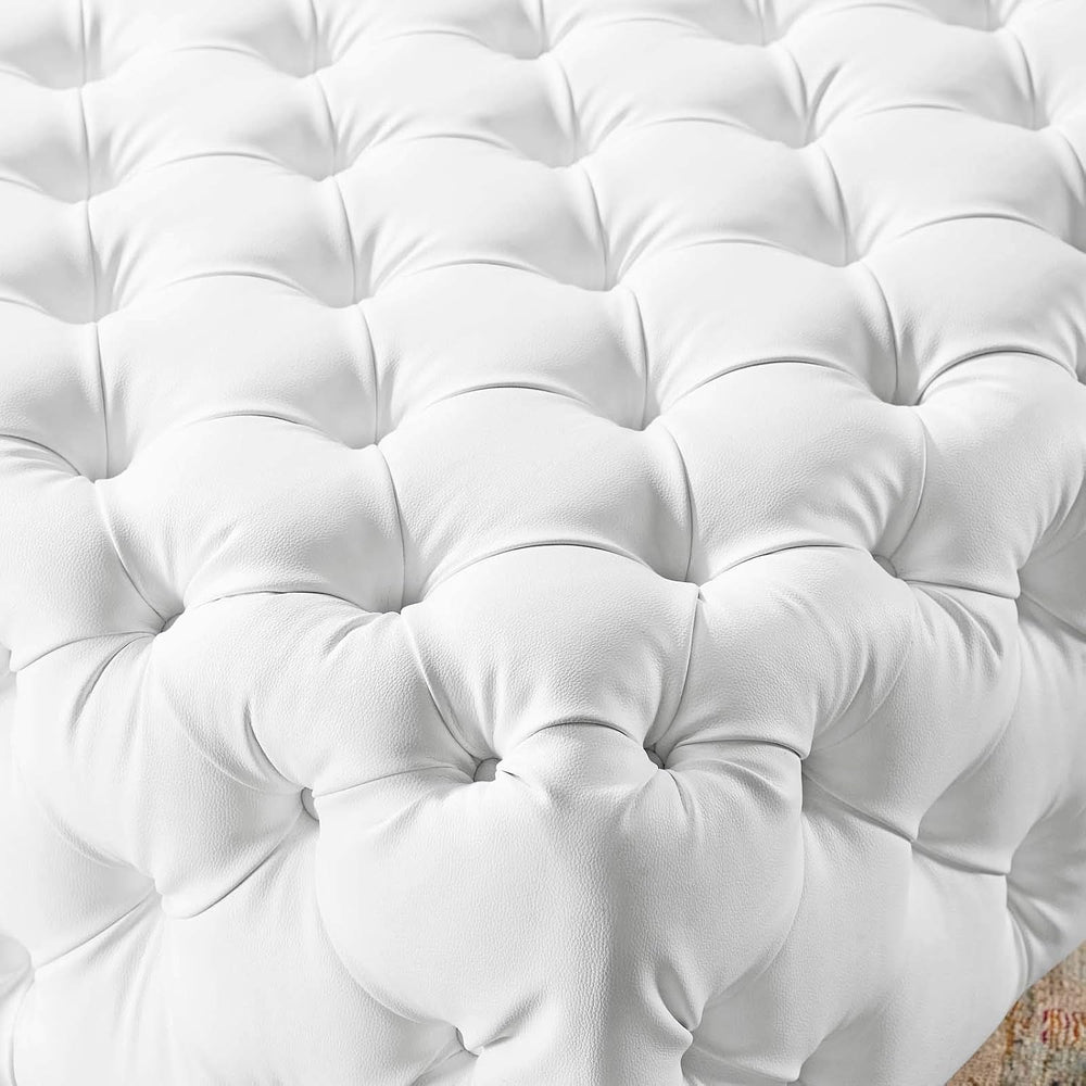 Modway EEI-3773-WHI Anthem Tufted Button Large Square Faux Leather Ottoman, W...